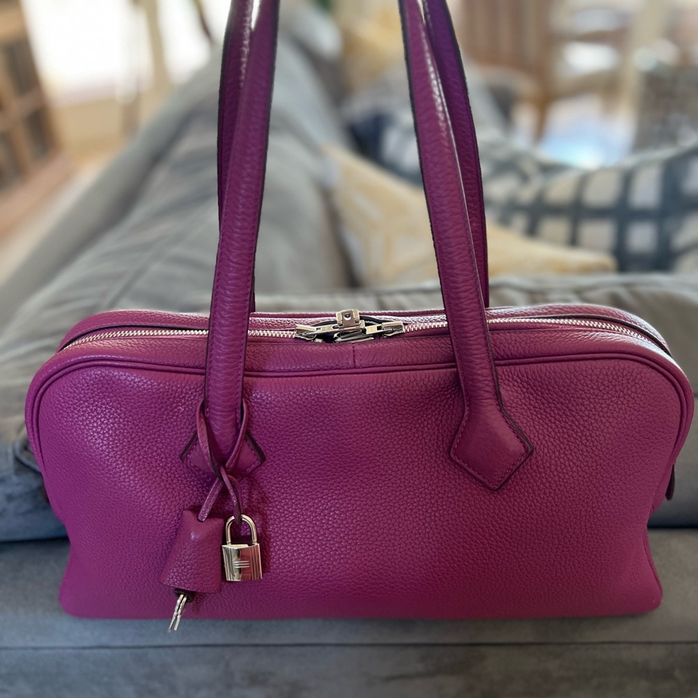 Hermes Victoria ii Elan in Tosca Taurillon Clemence Leather, Receipt